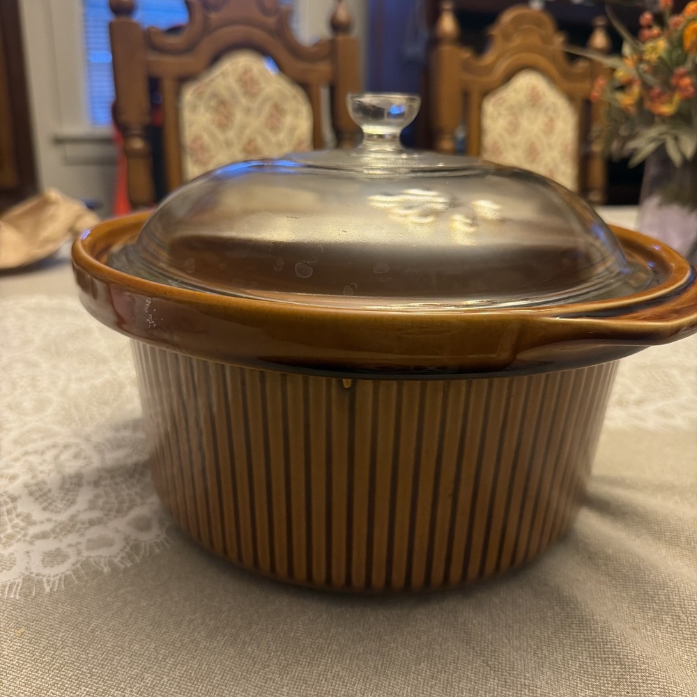 Rival J Crock Pot 5Qt Brown Stoneware Replacement Insert Parts with Glass Lid